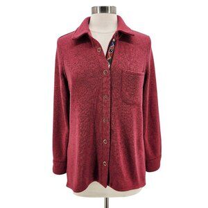 Soft Surroundings Womens PM Petites Jacket Willow Shacket Snap Button Fleece